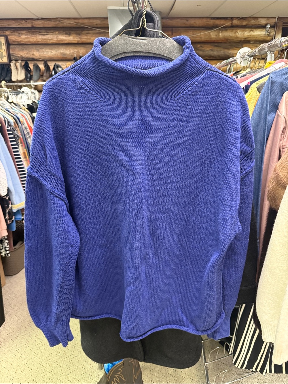 💙S Cotton We The Free Cobalt Turtleneck Sweater